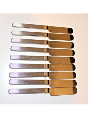 Sasaki Rigadin Stainless w/ Gold Accent Blunt Solid Knife 7 7/8" Vignelli Design